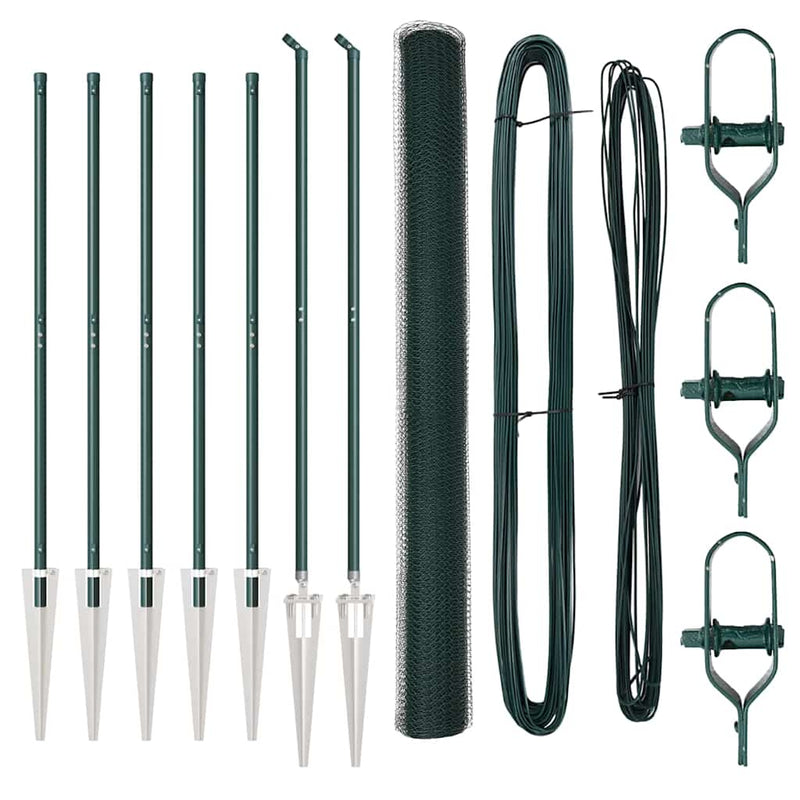 vidaXL Kerítés oszlopokkal Zöld 1.6 x 10 m PVC-bevonatos acél