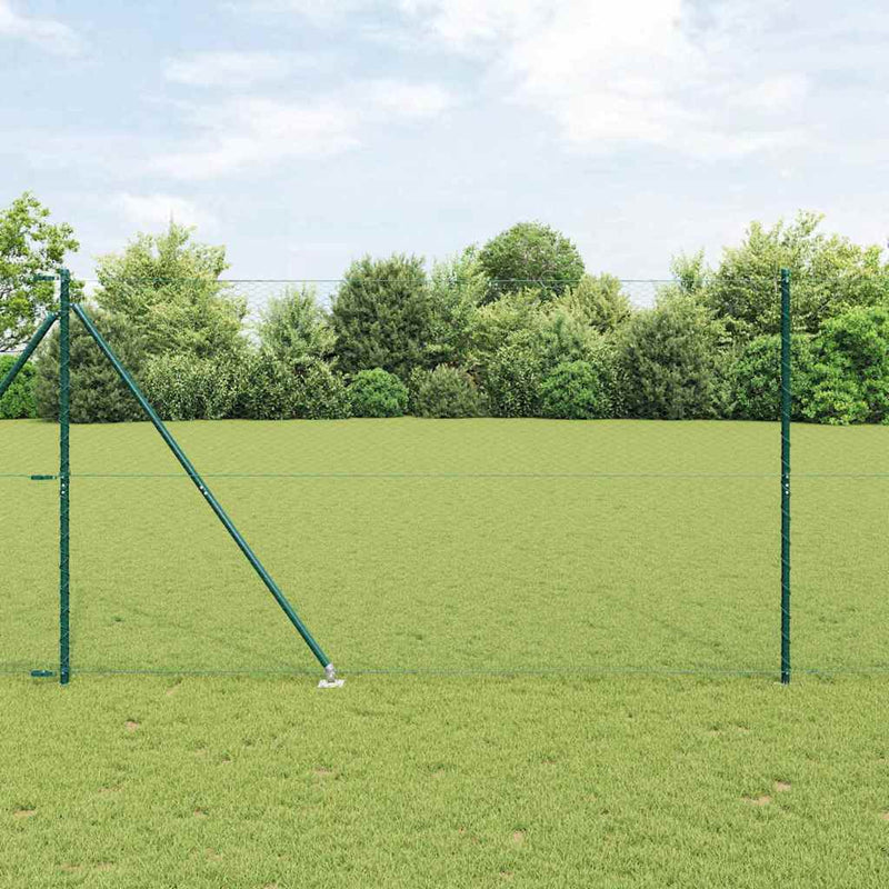 vidaXL Kerítés oszlopokkal Zöld 1.6 x 10 m PVC-bevonatos acél