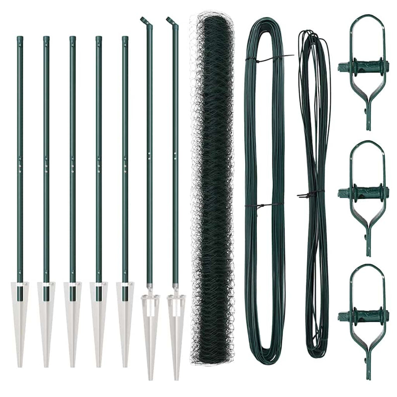 vidaXL Kerítés oszlopokkal Zöld 1.6 x 10 m PVC-bevonatos acél