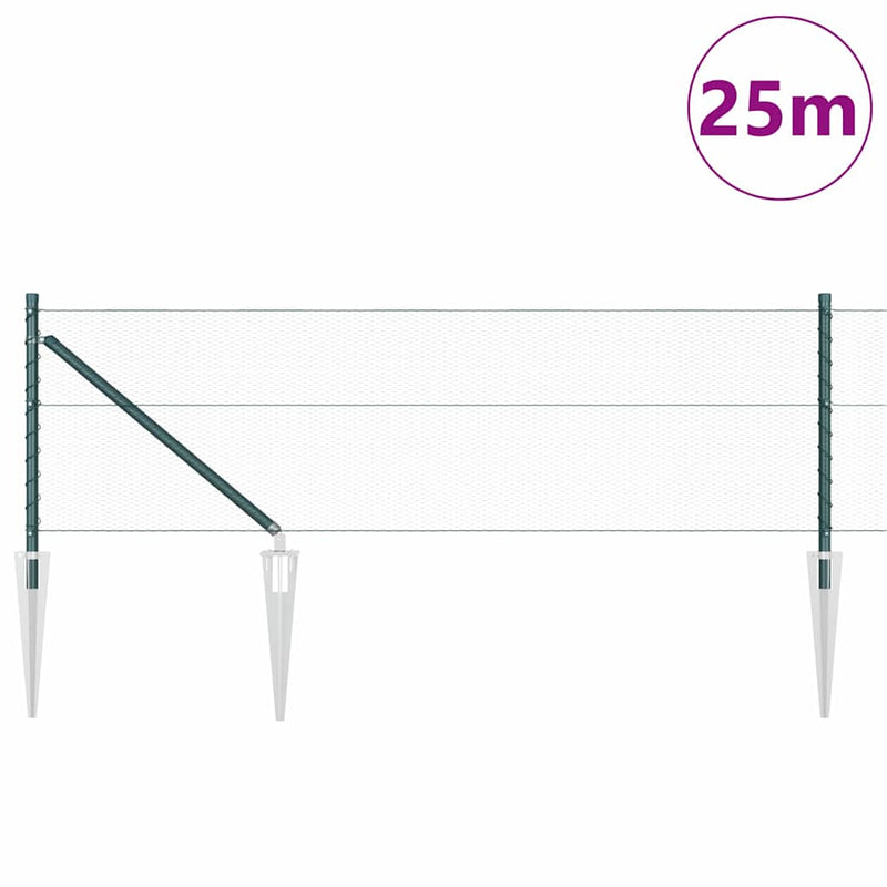 vidaXL Kerítés oszlopokkal Zöld 0,6 x 25 m PVC-bevonatos acél