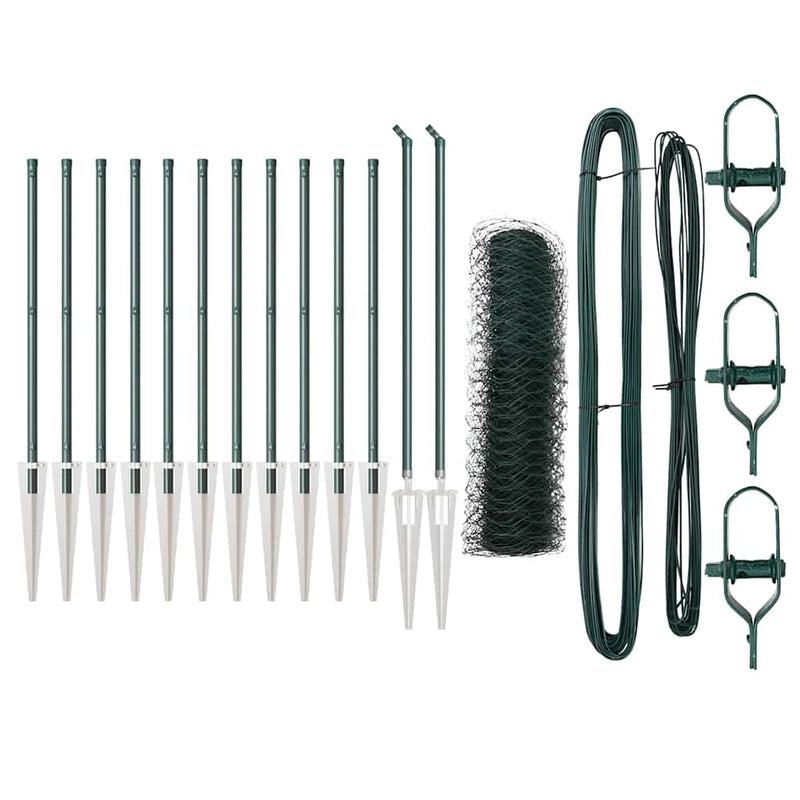 vidaXL Kerítés oszlopokkal Zöld 0,6 x 25 m PVC-bevonatos acél