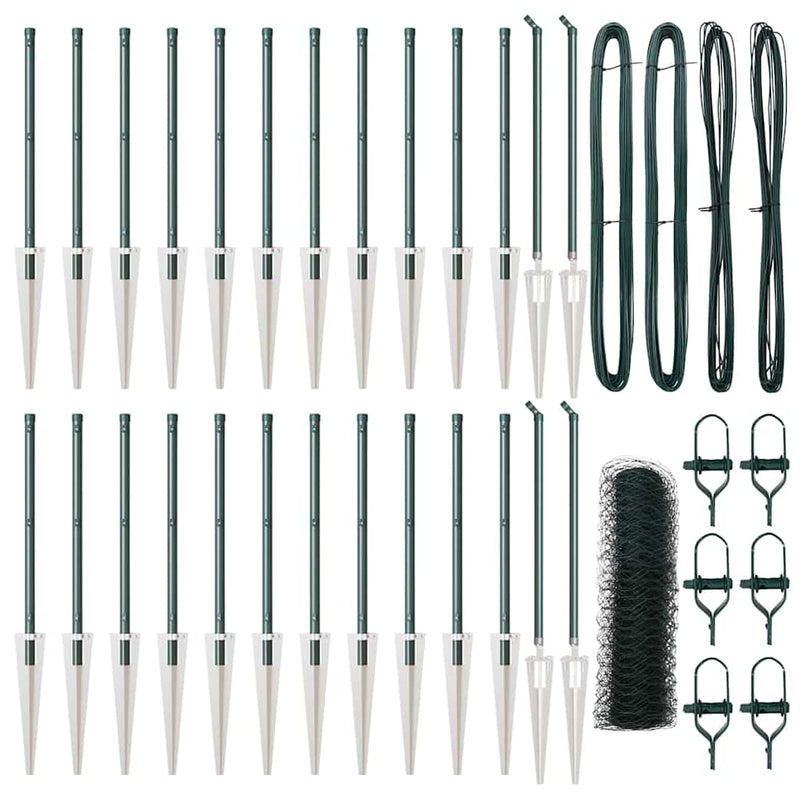 vidaXL Kerítés oszlopokkal Zöld 0.4 x 50 m PVC-bevonatos acél