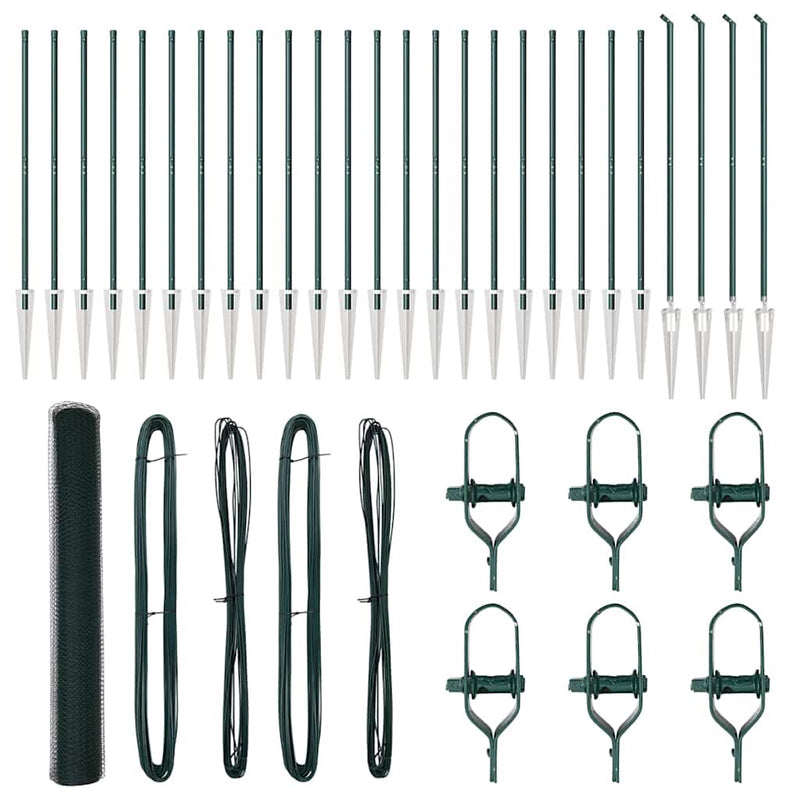 vidaXL Kerítés oszlopokkal Zöld 1.2 x 50 m PVC-bevonatos acél