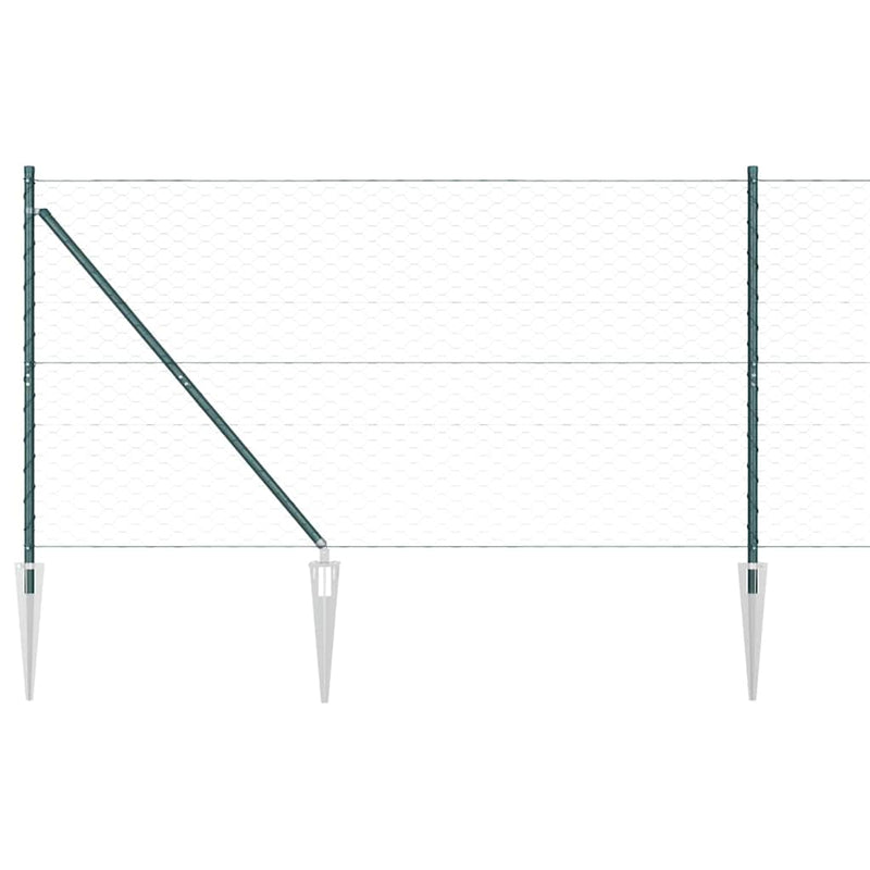 vidaXL Kerítés oszlopokkal Zöld 1.2 x 50 m PVC-bevonatos acél