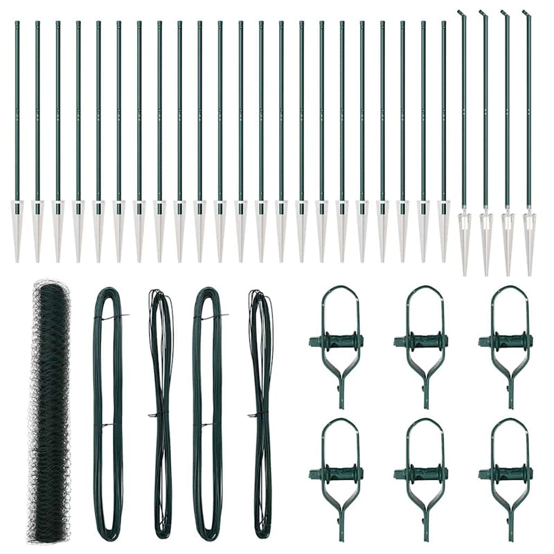 vidaXL Kerítés oszlopokkal Zöld 1.4 x 50 m PVC-bevonatos acél