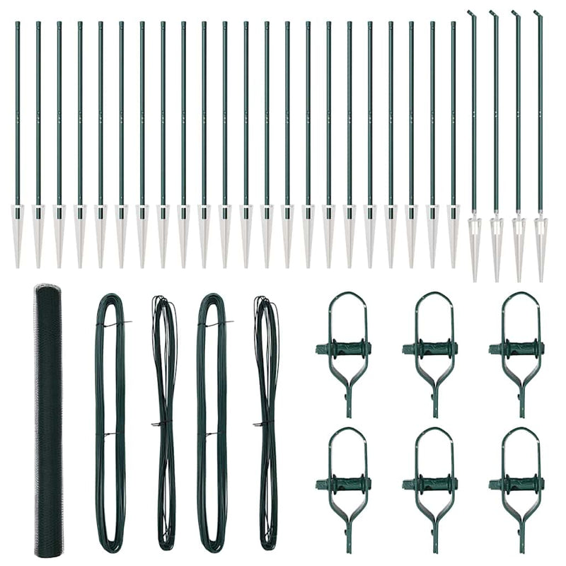 vidaXL Kerítés oszlopokkal Zöld 1.6 x 50 m PVC-bevonatos acél