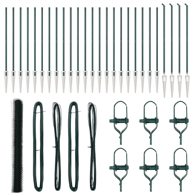 vidaXL Kerítés oszlopokkal Zöld 1.6 x 50 m PVC-bevonatos acél