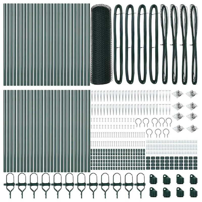 vidaXL Kerítés oszlopokkal Zöld 0.6 x 100 m PVC-bevonatos acél
