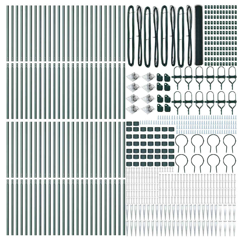vidaXL Kerítés oszlopokkal Zöld 1.4 x 100 m PVC-bevonatos acél
