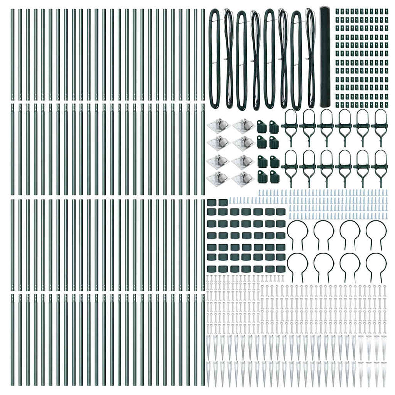vidaXL Kerítés oszlopokkal Zöld 1.5 x 100 m PVC-bevonatos acél