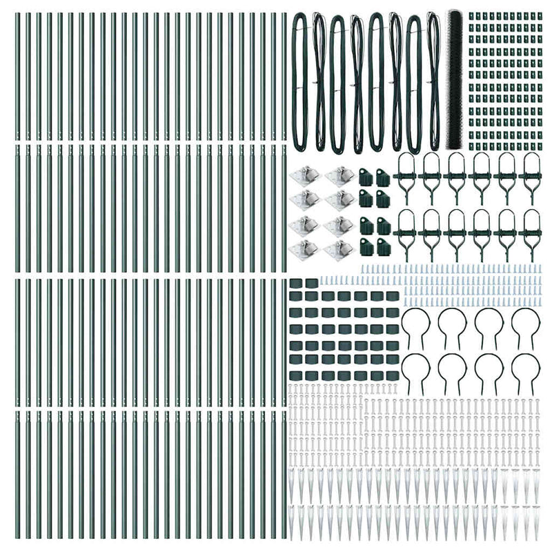 vidaXL Kerítés oszlopokkal Zöld 1.5 x 100 m PVC-bevonatos acél