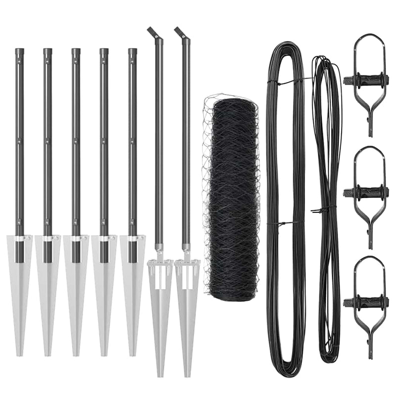 vidaXL Kerítés oszlopokkal Szürke 0,4 x 10 m PVC-bevonatos acél