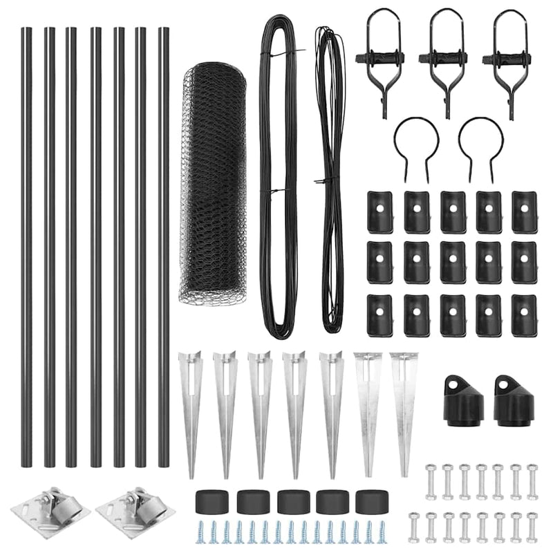 vidaXL Kerítés oszlopokkal Szürke 1 x 10 m PVC-bevonatos acél