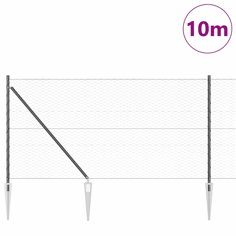 vidaXL Kerítés oszlopokkal Szürke 1 x 10 m PVC-bevonatos acél