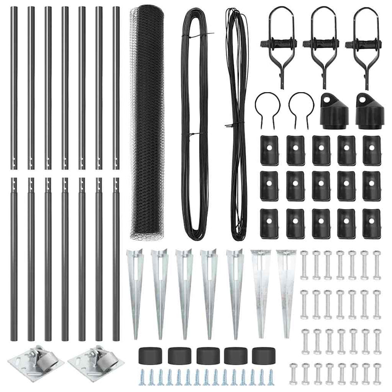 vidaXL Kerítés oszlopokkal Szürke 1.2 x 10 m PVC-bevonatos acél