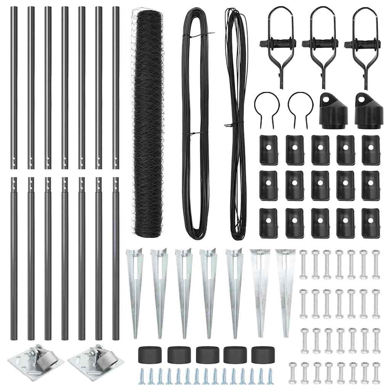 vidaXL Kerítés oszlopokkal Szürke 1.2 x 10 m PVC-bevonatos acél