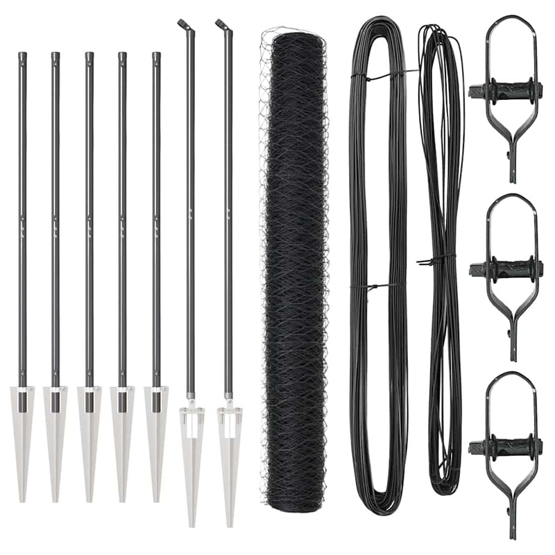 vidaXL Kerítés oszlopokkal Szürke 1.4 x 10 m PVC-bevonatos acél