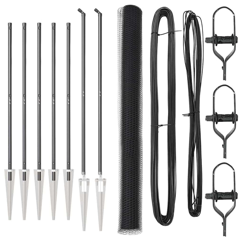 vidaXL Kerítés oszlopokkal Szürke 1.6 x 10 m PVC-bevonatos acél