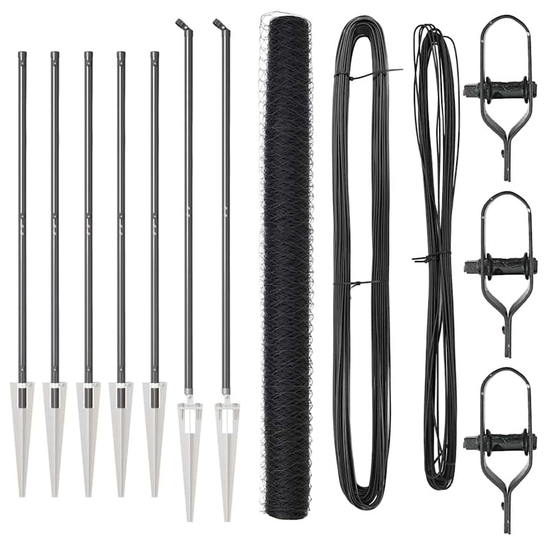 vidaXL Kerítés oszlopokkal Szürke 1.6 x 10 m PVC-bevonatos acél