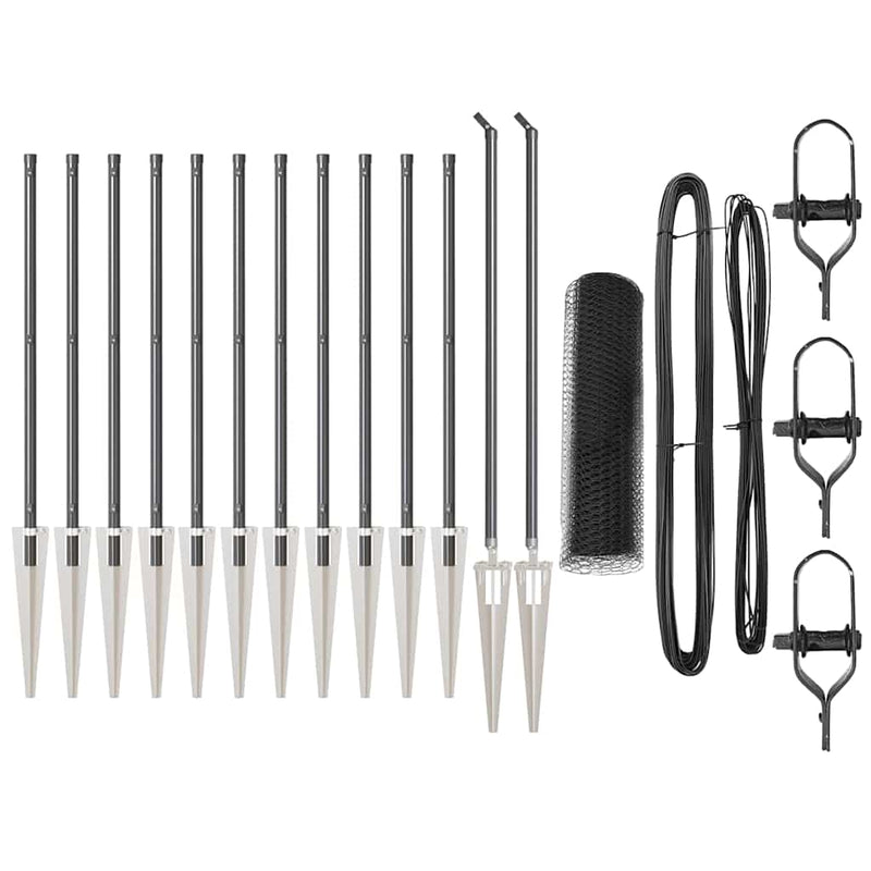 vidaXL Kerítés oszlopokkal Szürke 0.5 x 25 m PVC-bevonatos acél