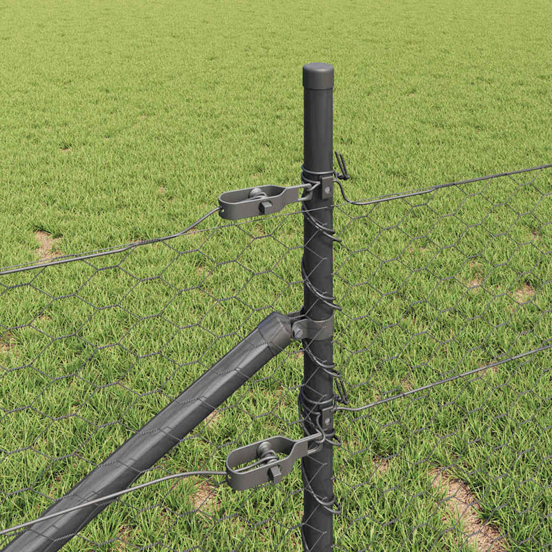 vidaXL Kerítés oszlopokkal Szürke 0.5 x 25 m PVC-bevonatos acél