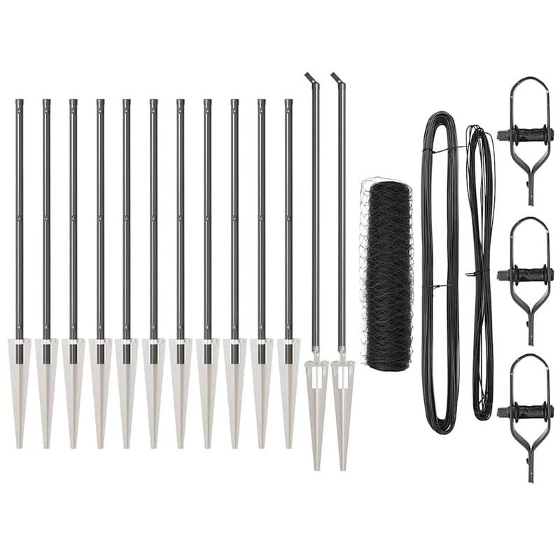 vidaXL Kerítés oszlopokkal Szürke 0.5 x 25 m PVC-bevonatos acél