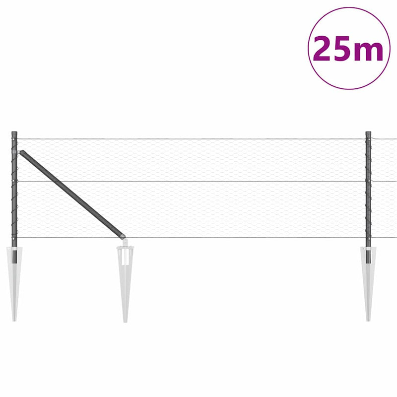 vidaXL Kerítés oszlopokkal Szürke 0,6 x 25 m PVC-bevonatos acél