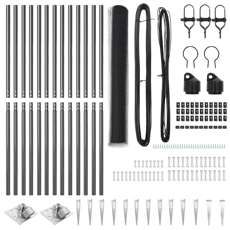 vidaXL Kerítés oszlopokkal Szürke 1.2 x 25 m PVC-bevonatos acél