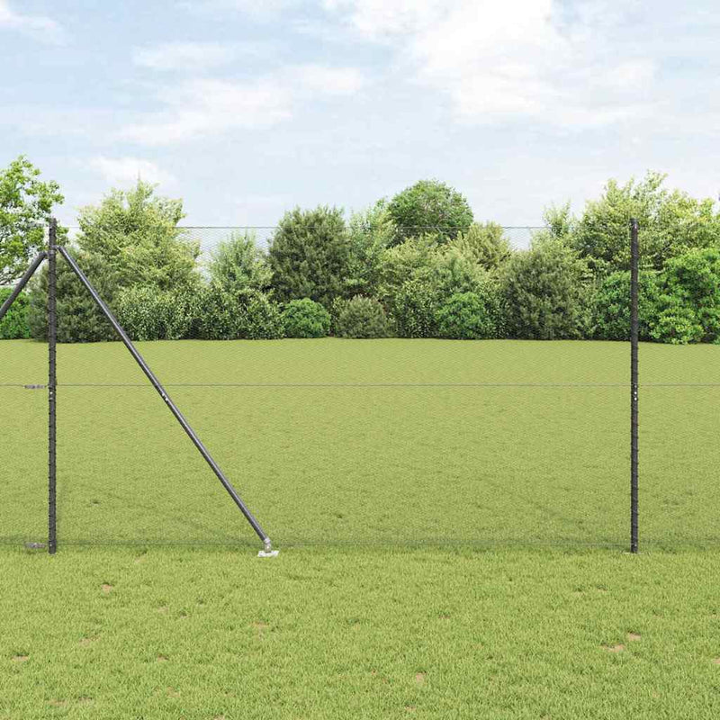 vidaXL Kerítés oszlopokkal Szürke 1.5 x 25 m PVC-bevonatos acél