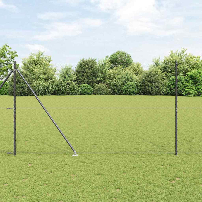 vidaXL Kerítés oszlopokkal Szürke 1.5 x 25 m PVC-bevonatos acél