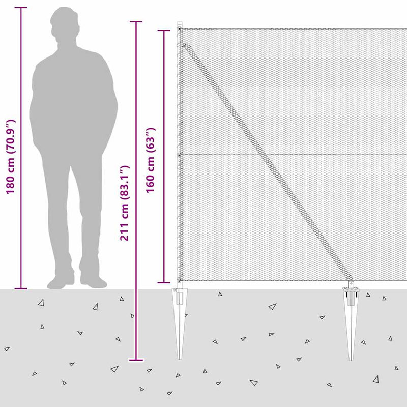 vidaXL Kerítés oszlopokkal Szürke 1.6 x 25 m PVC-bevonatos acél