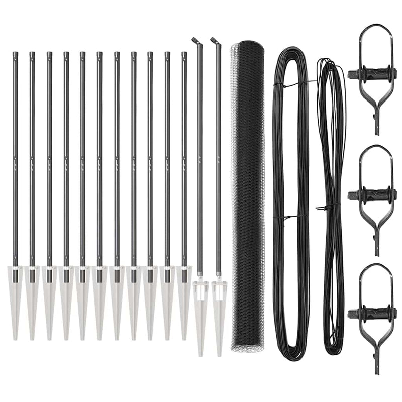 vidaXL Kerítés oszlopokkal Szürke 1.6 x 25 m PVC-bevonatos acél