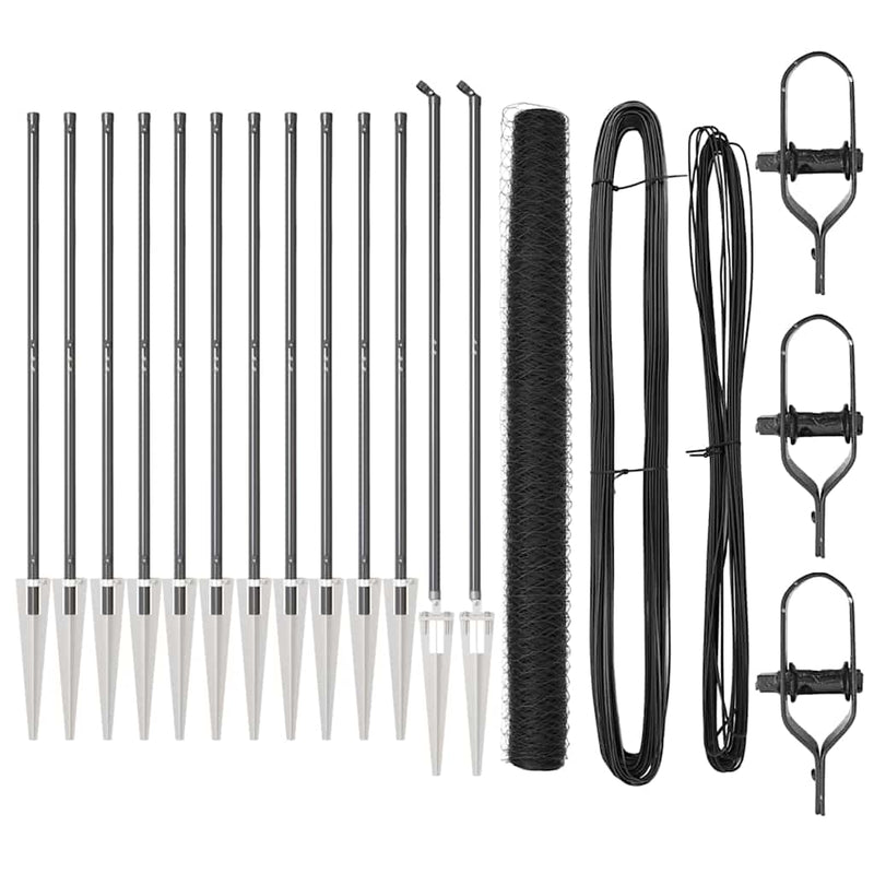 vidaXL Kerítés oszlopokkal Szürke 1.6 x 25 m PVC-bevonatos acél