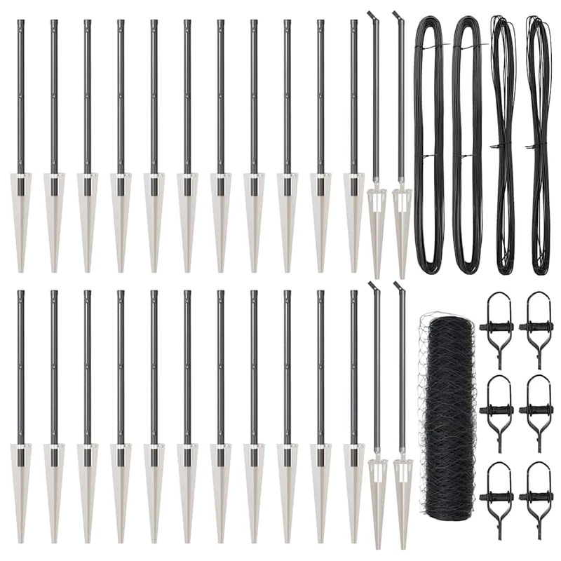 vidaXL Kerítés oszlopokkal Szürke 0.4 x 50 m PVC-bevonatos acél