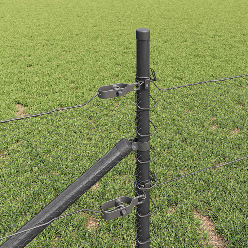 vidaXL Kerítés oszlopokkal Szürke 0.5 x 50 m PVC-bevonatos acél