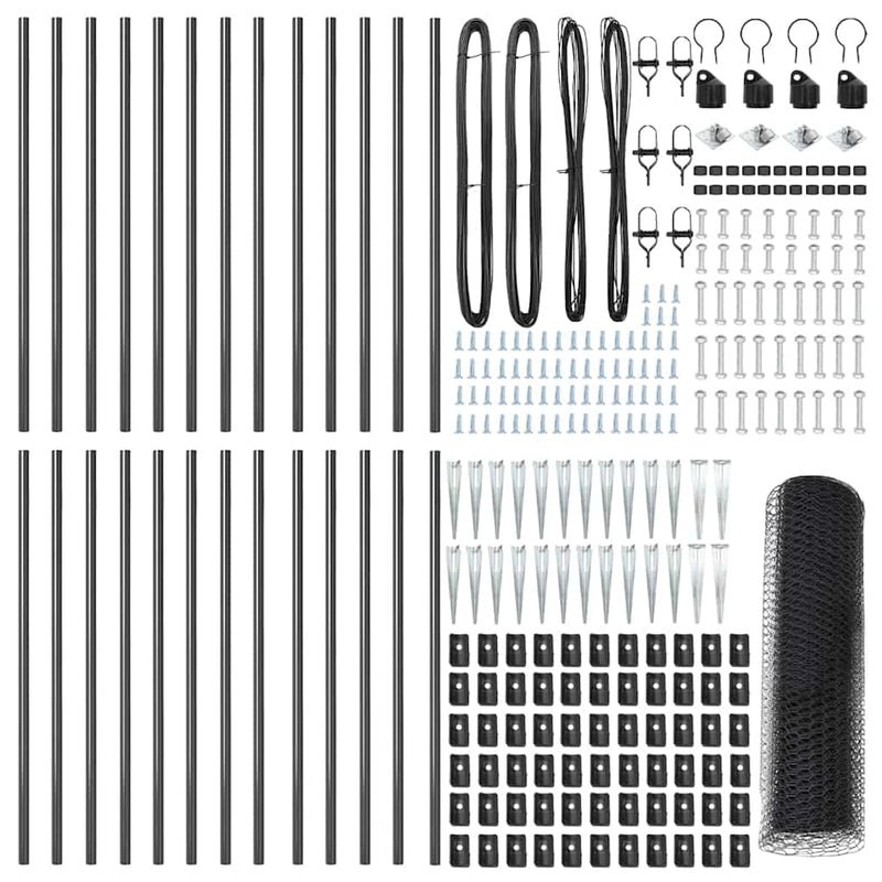 vidaXL Kerítés oszlopokkal Szürke 1 x 50 m PVC-bevonatos acél