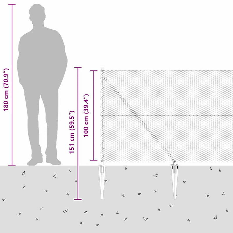 vidaXL Kerítés oszlopokkal Szürke 1 x 50 m PVC-bevonatos acél