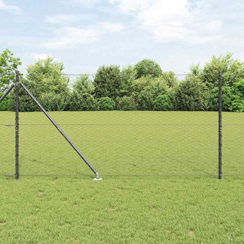 vidaXL Kerítés oszlopokkal Szürke 1.4 x 50 m PVC-bevonatos acél
