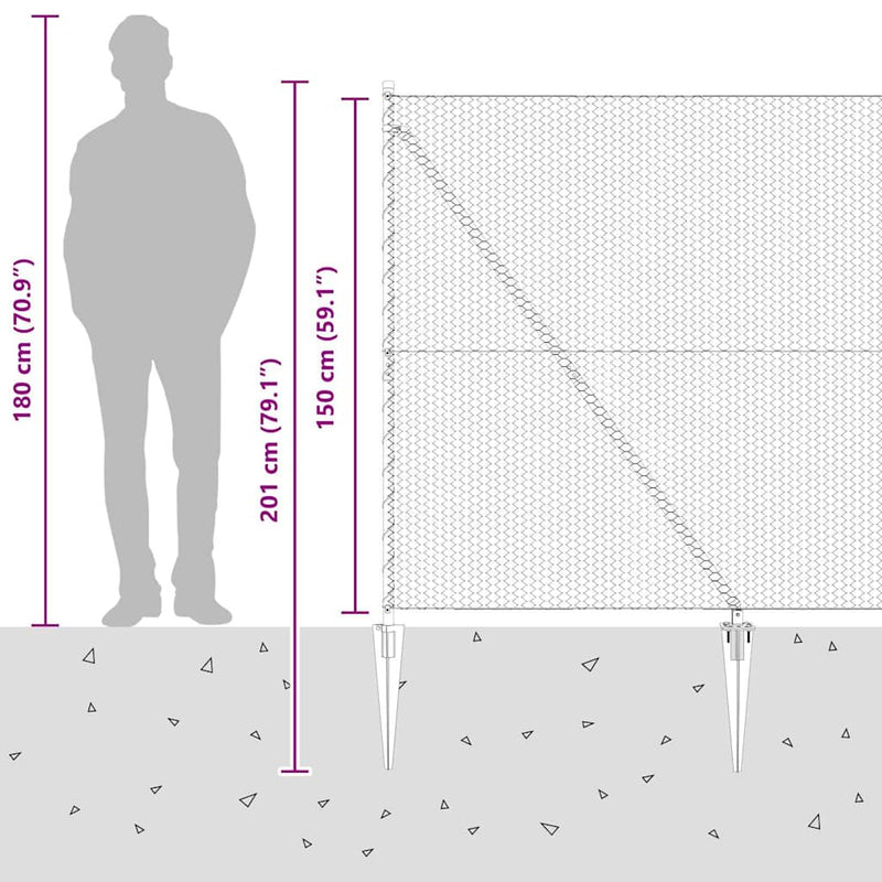 vidaXL Kerítés oszlopokkal Szürke 1.5 x 50 m PVC-bevonatos acél