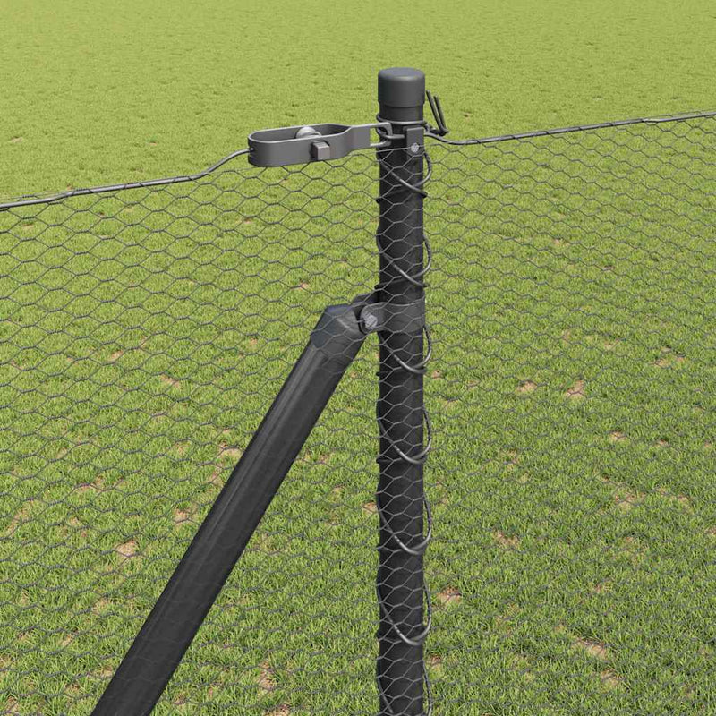 vidaXL Kerítés oszlopokkal Szürke 1.6 x 50 m PVC-bevonatos acél