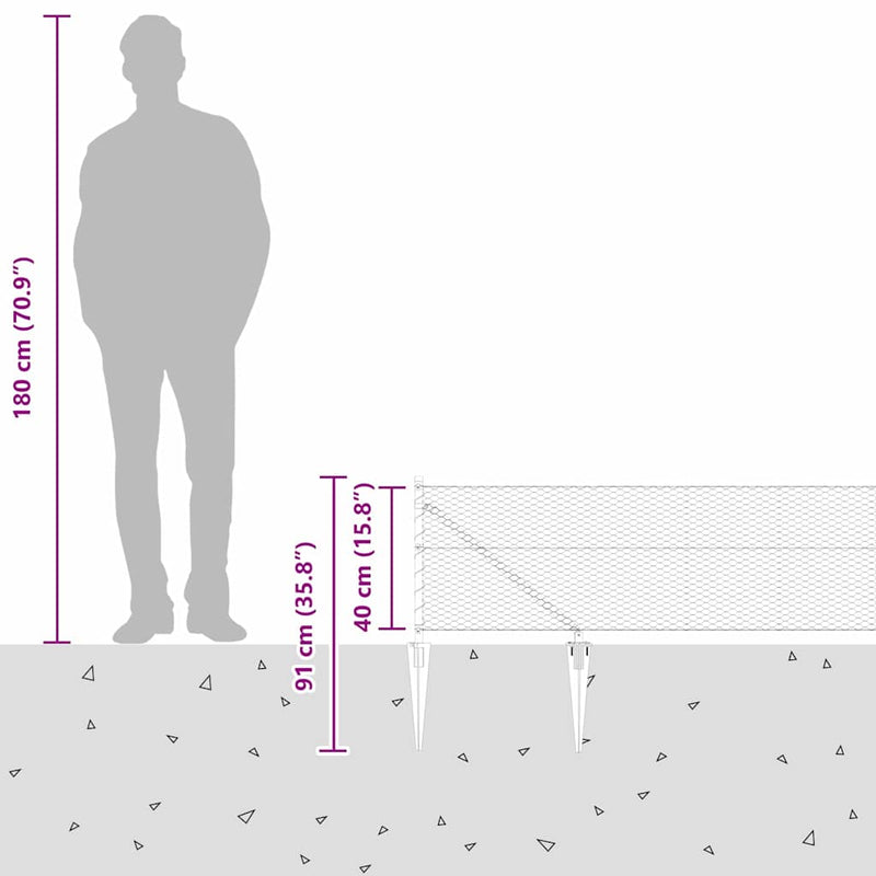vidaXL Kerítés oszlopokkal Szürke 0.4 x 100 m PVC-bevonatos acél