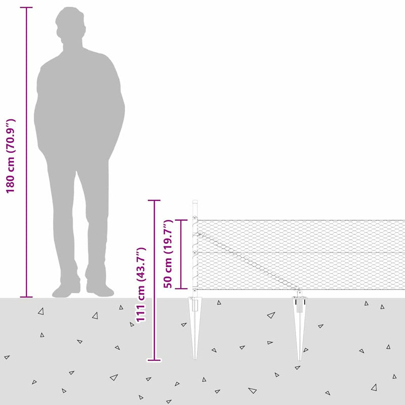 vidaXL Kerítés oszlopokkal Szürke 0.5 x 100 m PVC-bevonatos acél