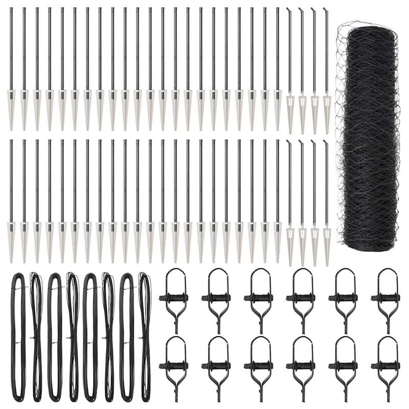 vidaXL Kerítés oszlopokkal Szürke 0.5 x 100 m PVC-bevonatos acél