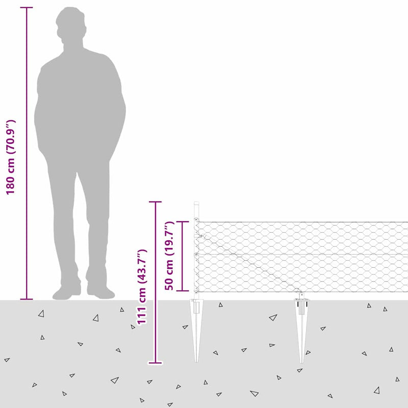 vidaXL Kerítés oszlopokkal Szürke 0.5 x 100 m PVC-bevonatos acél