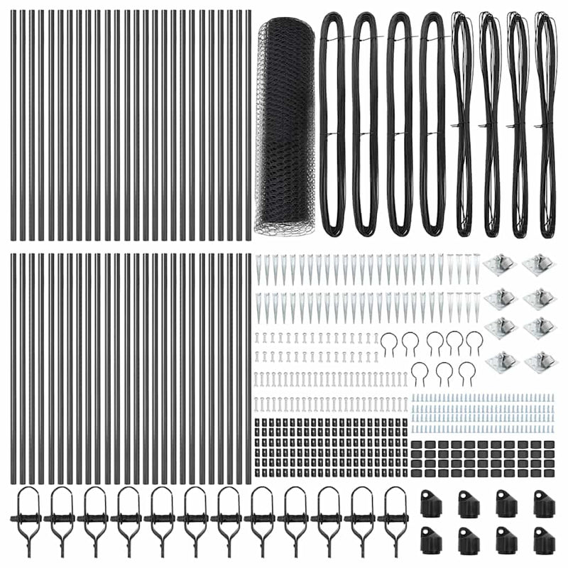 vidaXL Kerítés oszlopokkal Szürke 1 x 100 m PVC-bevonatos acél