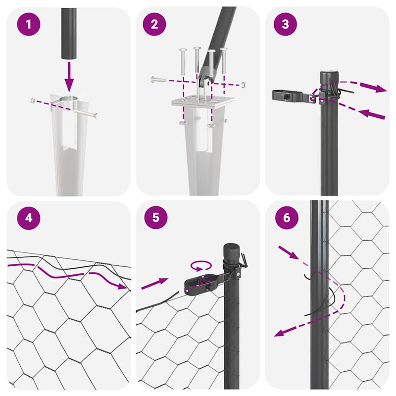 vidaXL Kerítés oszlopokkal Szürke 1.2 x 100 m PVC-bevonatos acél