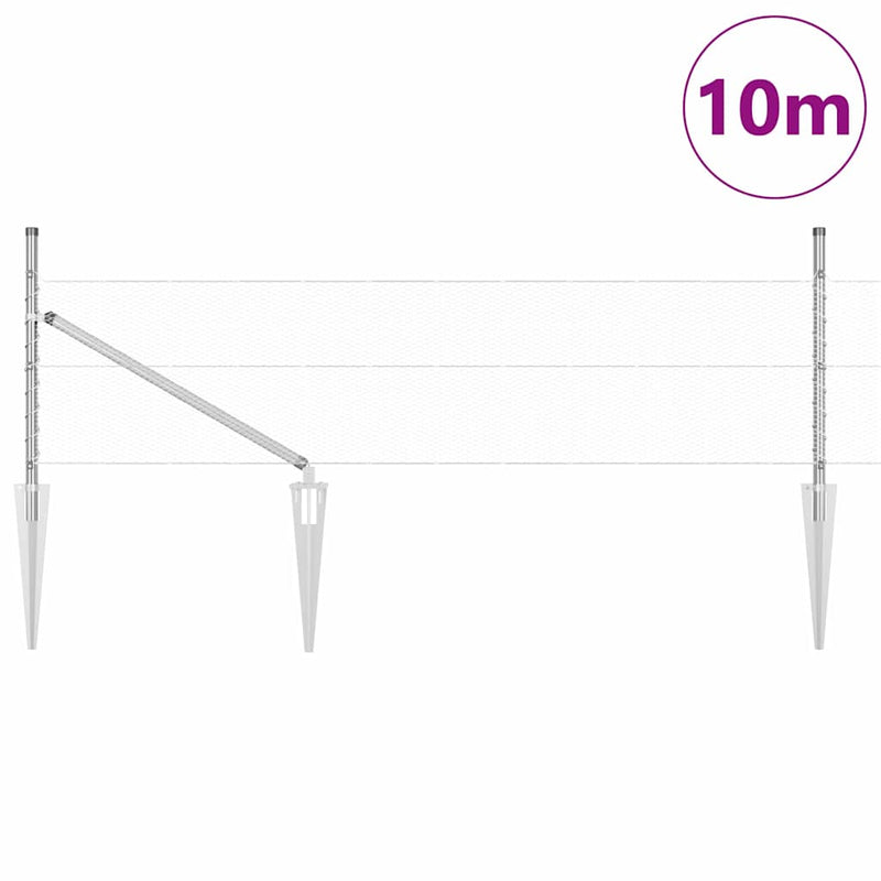 vidaXL Kerítés oszlopokkal Ezüst 0,4 x 10 m PVC-bevonatos acél