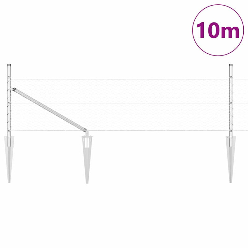 vidaXL Kerítés oszlopokkal Ezüst 0,4 x 10 m PVC-bevonatos acél
