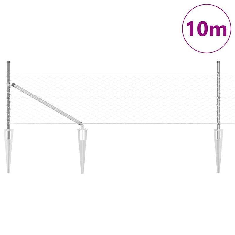 vidaXL Kerítés oszlopokkal Ezüst 0,4 x 10 m PVC-bevonatos acél