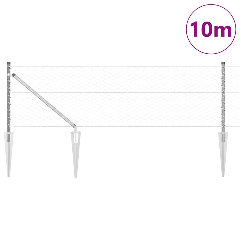 vidaXL Kerítés oszlopokkal Ezüst 0,6 x 10 m PVC-bevonatos acél